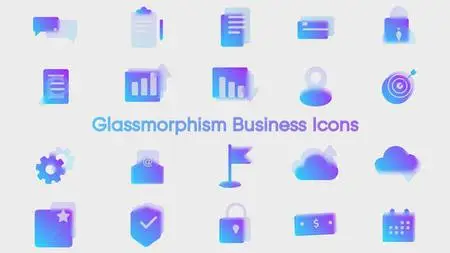 Glassmorphism Business Icons 43185018