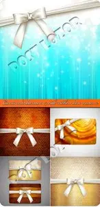 Cards and banners with ribbon bow vector 2