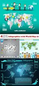 Vectors - Infographics with World Map 16