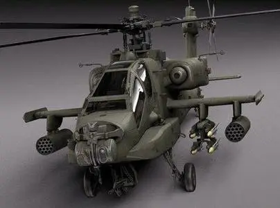 AH-64A Apache Helicopter 3D Model