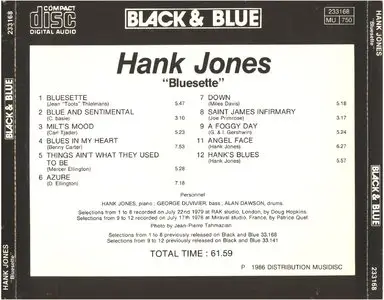 Hank Jones - Bluesette (1979) [Remastered 1986]