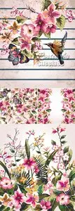 Vintage Flowers Patterns Vector