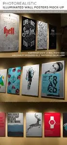 GraphicRiver Posters Mock-up on Illuminated Wall