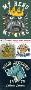 Vectors - T-shirt Design with Animals