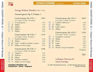 Simon Standage, Collegium Musicum 90 - George Frideric Handel: Concerti grossi Op. 6, Vol. 1 (1997)