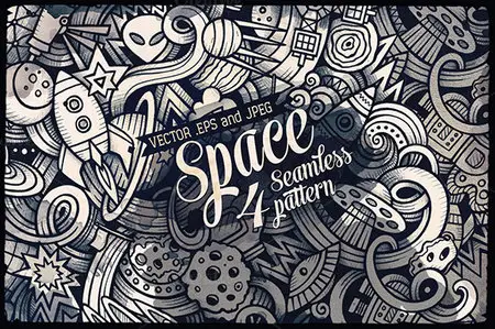 CreativeMarket - 4 Space Doodles Patterns