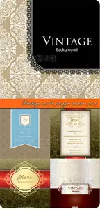 Vintage card design vector set 9