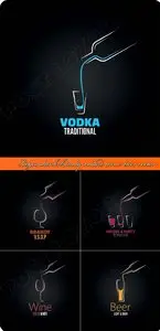 Logos drink brandy vodka wine beer vector