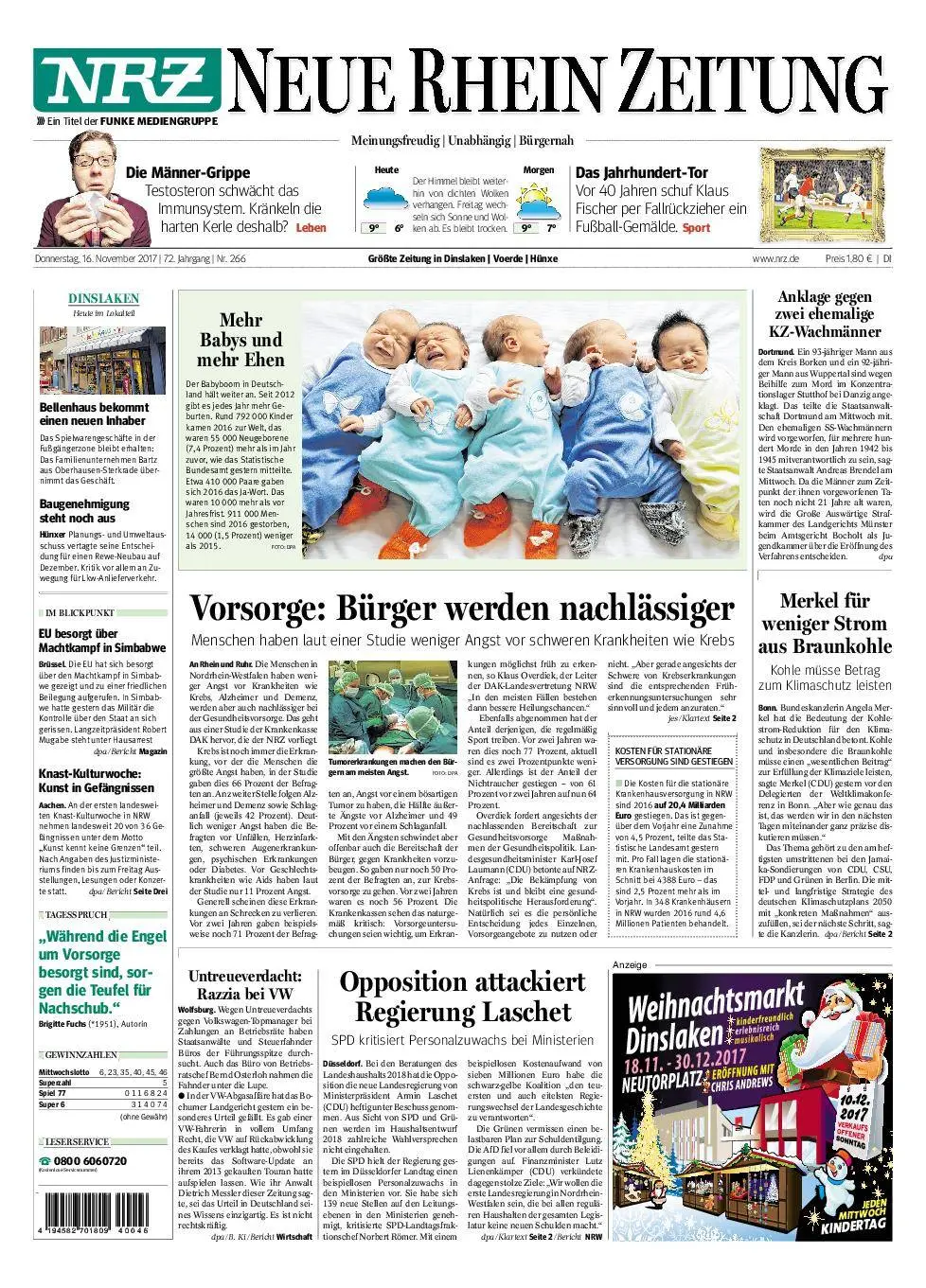 NRZ Neue Rhein Zeitung Dinslaken - 16. November 2017