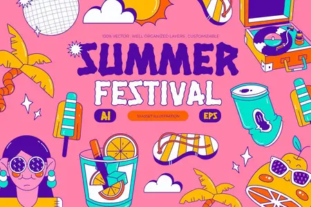 EE - Pink Summer Festival Asset Illustration DFJ83B5