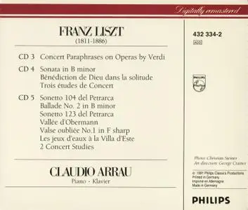 Claudio Arrau - Liszt: Piano Works (5CD) (1991)