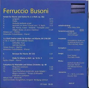 KLANG debüts - a primer to Ferruccio Busoni  (students of the Music University Graz (Austria))  RARE