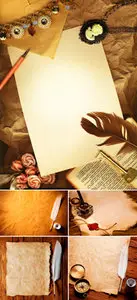 Stock Photo - Old Paper with Pen
