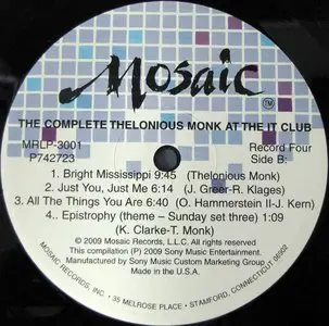 Thelonious Monk - The Complete Thelonious Monk At The It Club (2009) {180g 4LP BOX Mosaic}