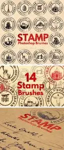 14 Rubber Stamp Photoshop Brushes