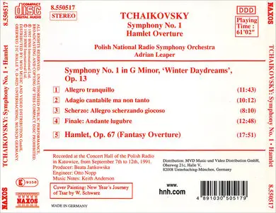 Polish National RSO, Adrian Leaper - Pyotr Il'yich Tchaikovsky: Symphony No. 1, "Winter Daydreams"; Hamlet Overture (1992)