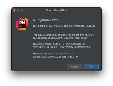 RubyMine 2021.3 macOS