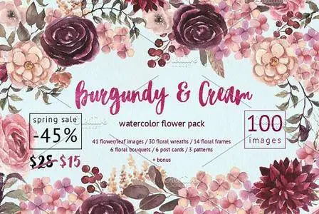 CreativeMarket - Watercolor Floral Pack