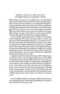 Women, Families and HIV AIDS: A Sociological Perspective on the Epidemic in America