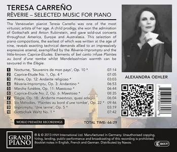 Alexandra Oehler - Teresa Carreño: Rêverie, Selected Music for Piano (2013)