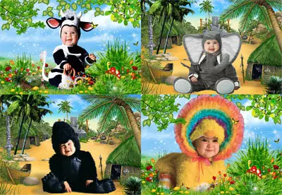 Template for Photoshop - the funny "animals"