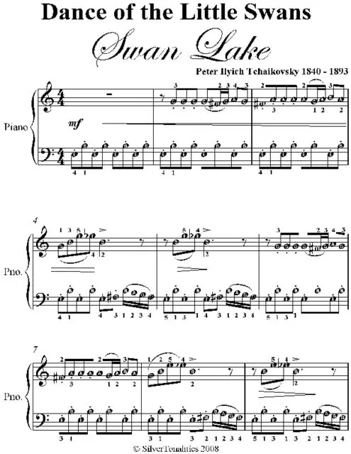 «Dance of the Little Swans Swan Lake Easy Piano Sheet Music» by Peter Ilyich Tchaikovsky