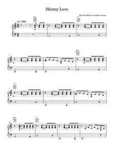 Skinny Love - Bon Iver (Piano-Vocal-Guitar (Piano Accompaniment))