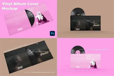 Vinyl Album Cover PSD Mockup Template