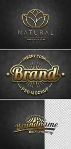 AS - Gold Logo Mockup with 3D Glossy Textured Effect 454627617