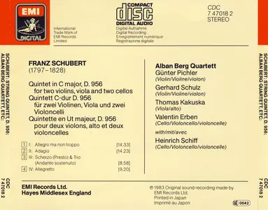 Alban Berg Quartet, Heinrich Schiff - Franz Schubert: Quintet in C (1983)