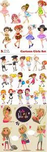 Vectors - Cartoon Girls Set