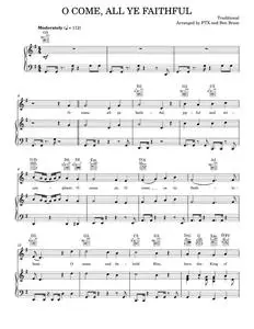 O come all ye faithful - Pentatonix (Piano-Vocal-Guitar)