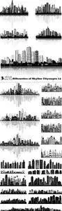 Vectors - Silhouettes of Skyline Cityscapes 14