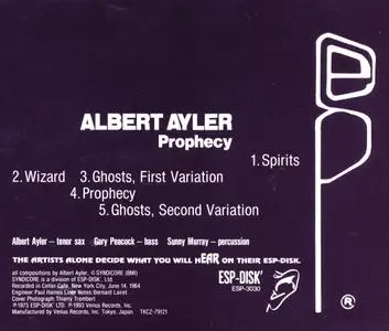 Albert Ayler - Prophecy (1964) {Esp-Disk' Japan TKCZ-79121 rel 1993}