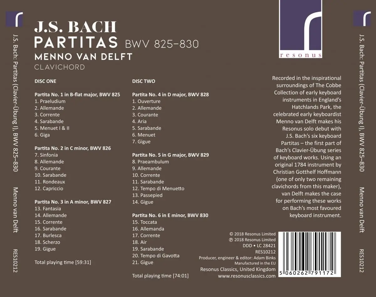 Menno van Delft - Bach: Partitas BWV 825-830 (2018)
