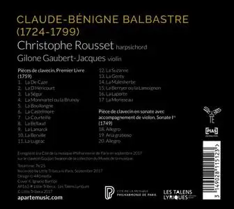Christophe Rousset - Balbastre: Pièces de clavecin, Livre I (2017)