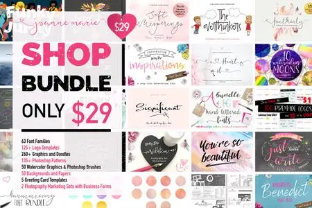 CreativeMarket Shop Bundle - Fonts, Logos, Patterns 3110842