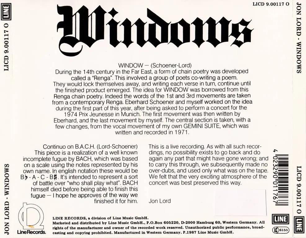 Jon Lord - Windows (1974) {1987, Reissue} / AvaxHome