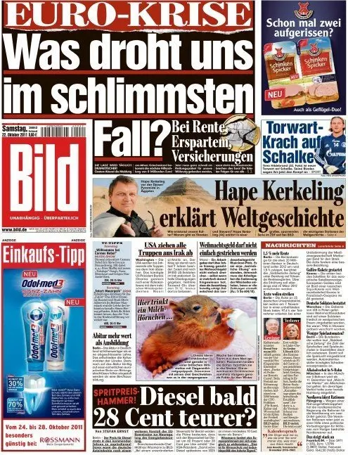 Bild Zeitung vom 22. Oktober 2011