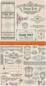 Frame, border, ornament and element in vintage style vector set 5