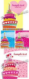 Celebration Cards with Cake Vector