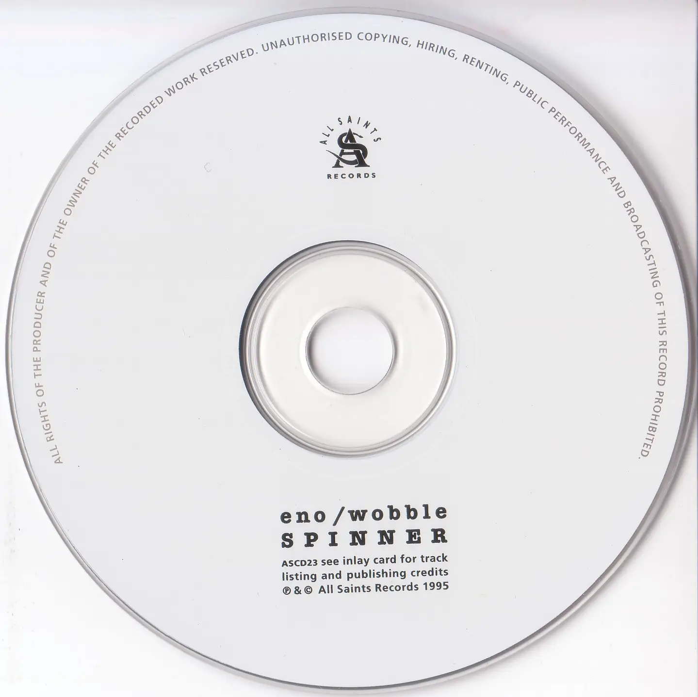Brian Eno & Jah Wobble - Spinner (1995) {All Saints Records}