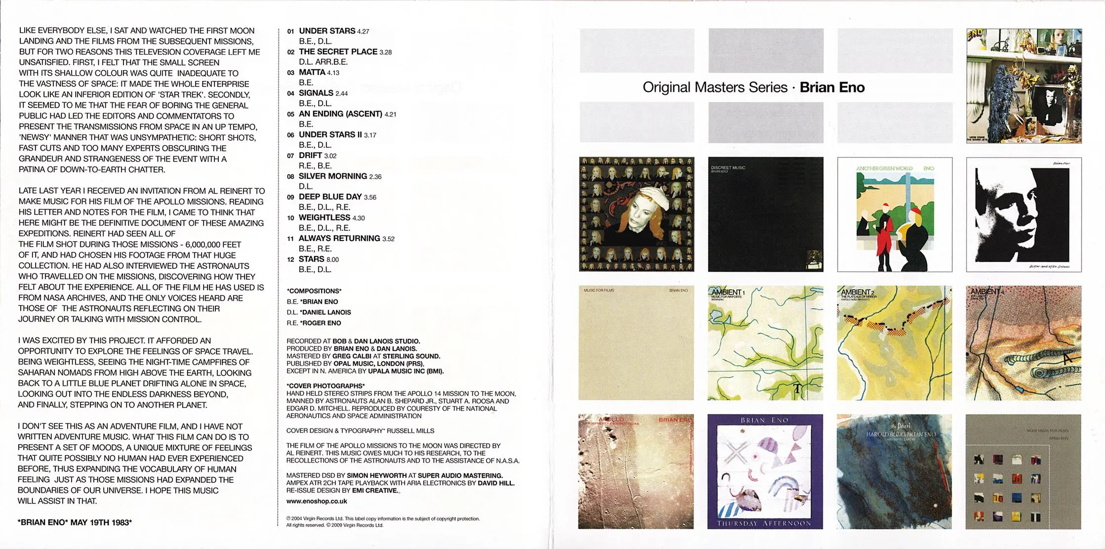 Brian Eno - Apollo - Atmospheres & Soundtracks (1983) {2009 Virgin DSD Remaster}