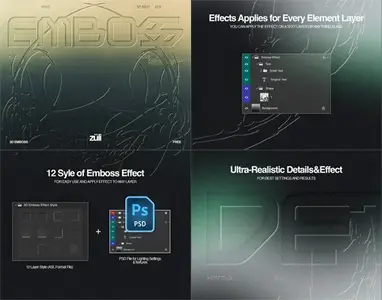 Realistic 3D Emboss Effects & Styles for Photoshop