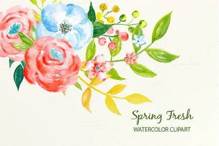 CreativeMarket - Watercolor Clipart Spring Fresh