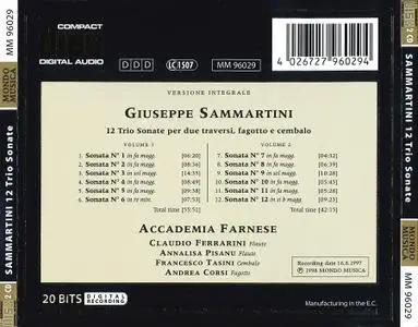 Accademia Farnese - Giuseppe Sammartini: 12 Trio Sonate per due flauti traversi, fagotto e cembalo (1998)