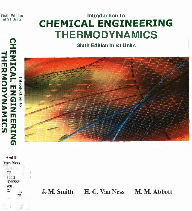 introduction to chemical engineering thermodynamics pdf