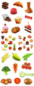 Realistic Food Icons Vector