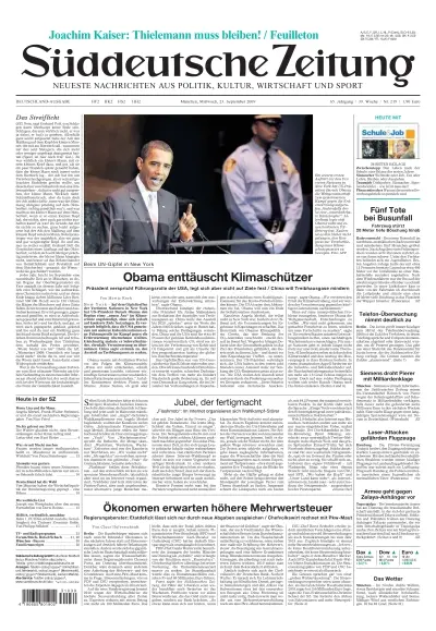 Sueddeutsche Zeitung vom 23.09.2009