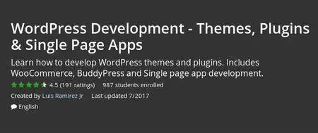 Udemy - WordPress Development - Themes, Plugins & Single Page Apps